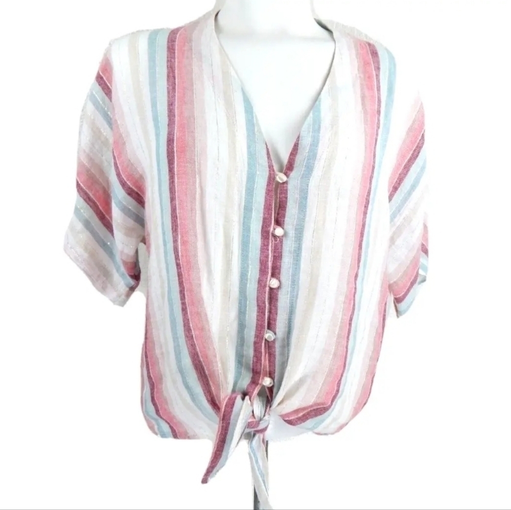 Rails Thea Tie Front Top Tropic Stripe - Picture 2 of 4